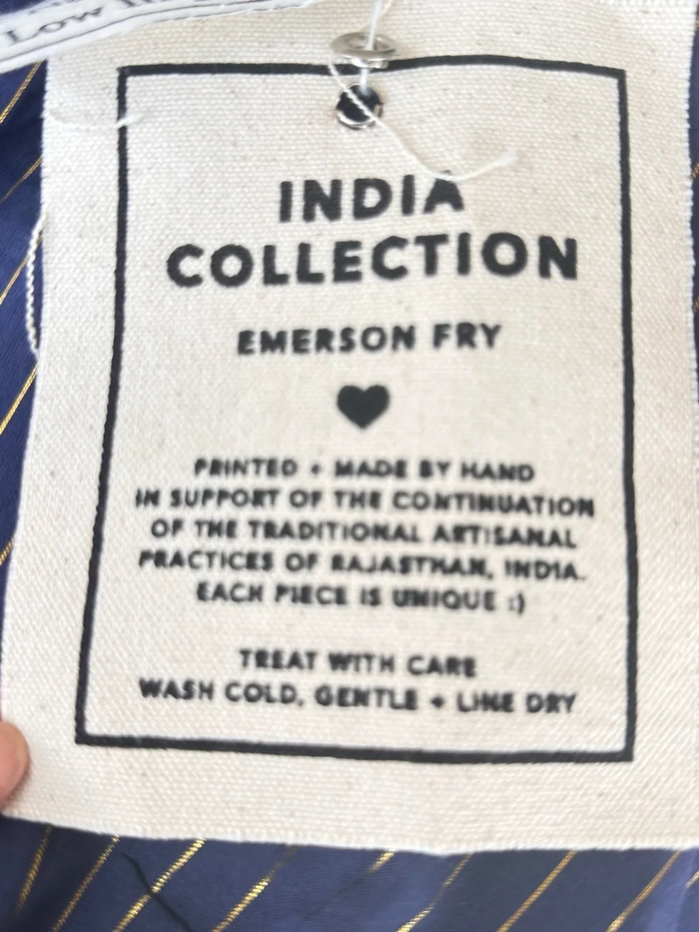 Emerson Fry India collection Navy Pinstripe Tiered Maxi Dress size S 100cotton - Picture 7 of 7